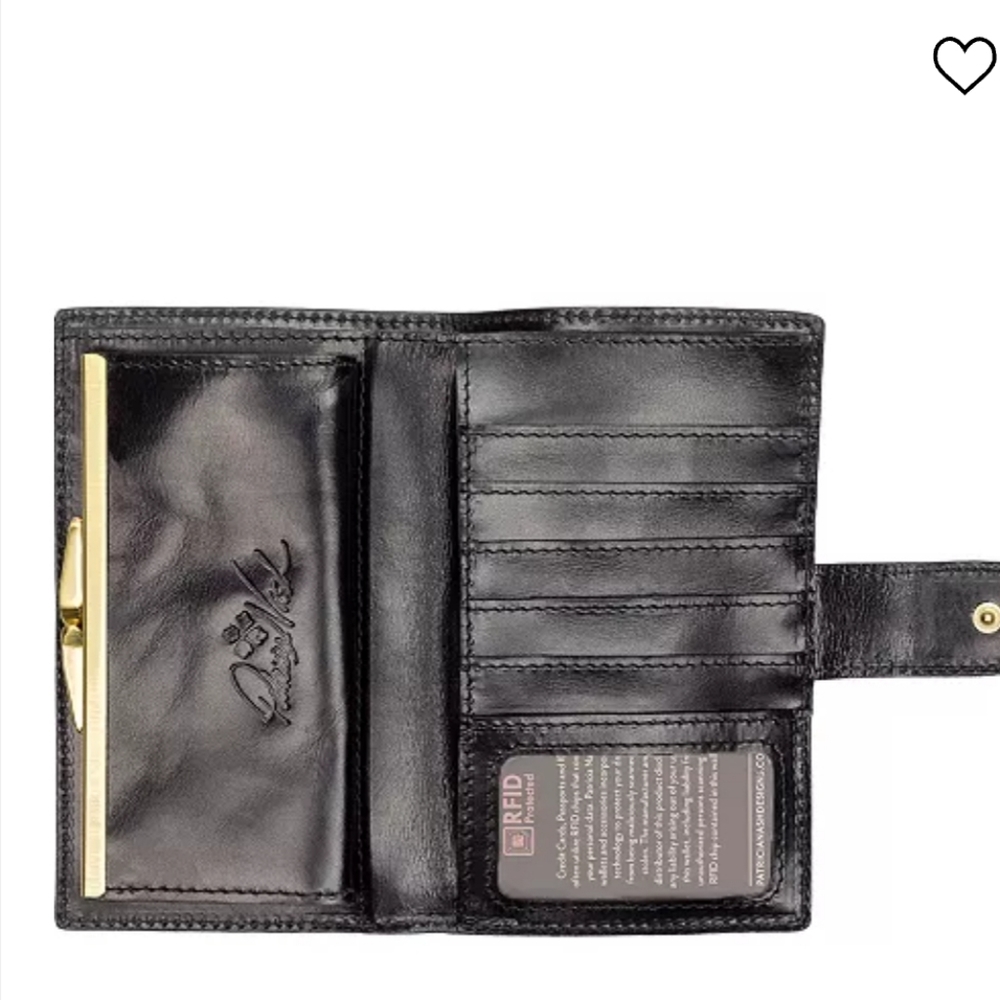 Patricia Nash Linnet leather wallet, black/white plaid - Picture 3 of 15